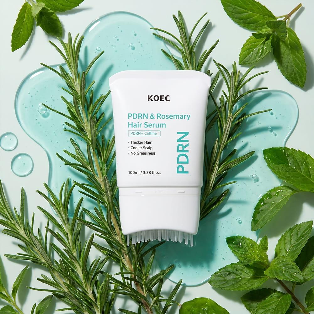 Hair Care With Protein - KOEC PDRN เซรั่มบำรุงผมพร้อมอุปกรณ์นวด สารสกัดโรสแมรี่ ผลิตภัณฑ์ดูแลหนังศีรษะ ลดการหลุดร่วงของเส้นผม