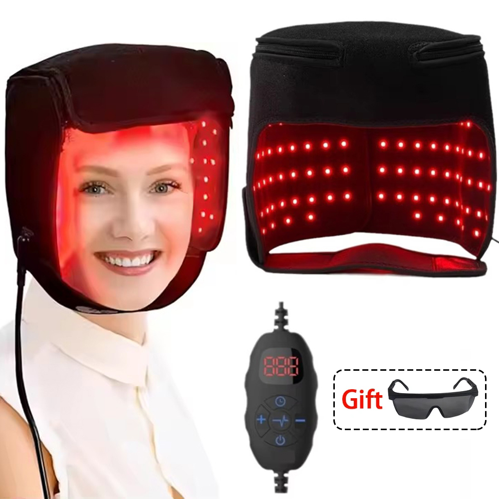 Hair Care With Protein - หมวกบำบัดด้วยแสงสีแดง LED สำหรับการเจริญเติบโตของเส้นผม หมวกเจริญเติบโตของเส้นผมด้วยแสงสีแดงและอินฟราเรดสำหรับผมร่วงส่งเสริมหมวกดูแลการเจริญเติบโตของเส้นผมอย่างรวดเร็ว