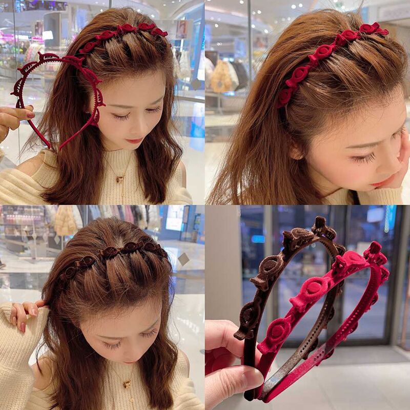 Hair Care For Baby - 1/3 ชิ้น ที่คาดผมถักแบบกำมะหยี่สำหรับผู้หญิง ที่คาดผมเรียบง่ายสำหรับเก็บผมแตกปลาย แฟชั่นสำหรับสาวๆ ใช้สำหรับล้างหน้า
